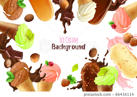 White Background With Ice Cream Frame White Background With Ice Cream Frame 66438114