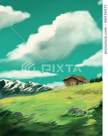 Highland landscape with blue sky and big clouds Highland landscape with blue sky and big clouds 66439435