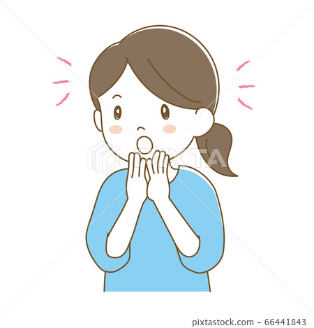 Surprised woman with her hand on her mouth 66441843