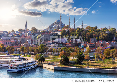 Istanbul view of the Eminonu pier, the Suleymaniye mosque and the Fatih district, Turkey Istanbul view of the Eminonu pier, the Suleymaniye mosque and the Fatih district, Turkey 66442696