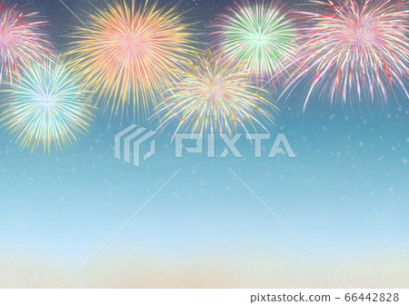 Bright night sky and fireworks 66442828