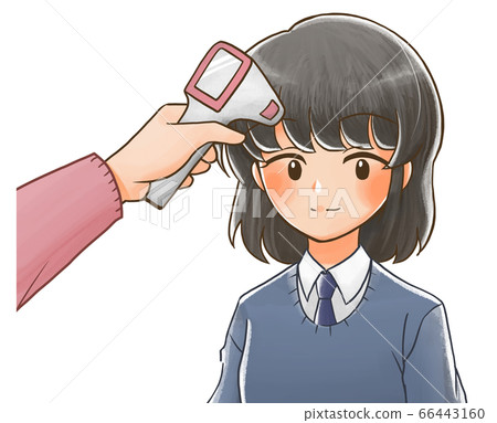 Illustration of a student getting a temperature measurement 1 66443160
