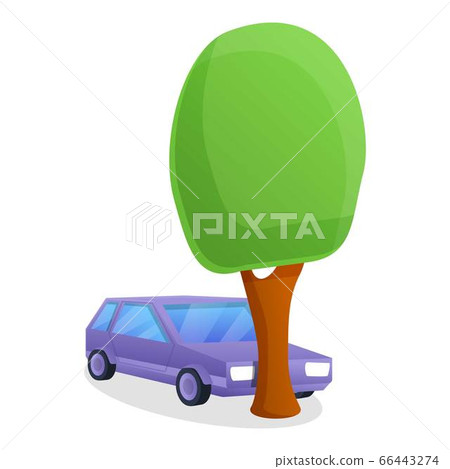 Car hit tree accident icon, cartoon style Car hit tree accident icon, cartoon style 66443274
