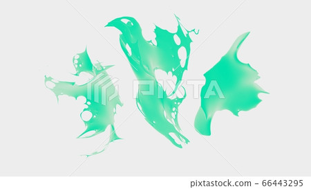 Colored splashes in abstract shape, isolated on white background. 3d rendering 66443295