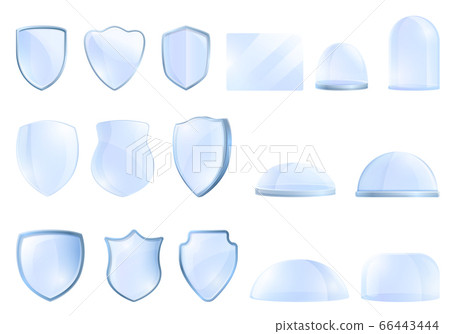 Protective glass icons set, cartoon style Protective glass icons set, cartoon style 66443444