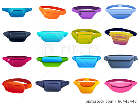 Waist bag icons set, cartoon style Waist bag icons set, cartoon style 66443448