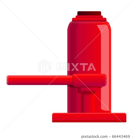 Red car jack icon, cartoon style 66443469