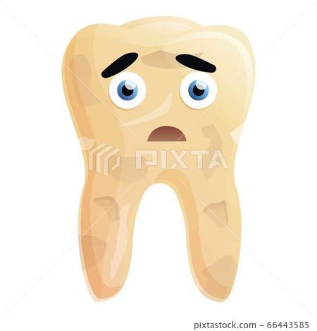 Scared sick tooth icon, cartoon style 66443585