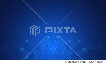 Abstract technology or medical background with hexagons shape pattern. Concepts and ideas for healthcare technology, innovation medicine, health, science and research. 66443604
