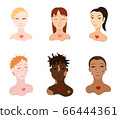 Portraits of body positive people set. Flat style isolated illustration on white background. 66444361