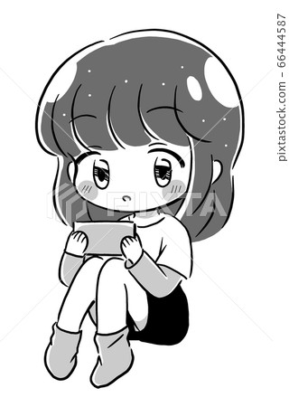 一個孩子玩智能手機遊戲的插圖 66444587