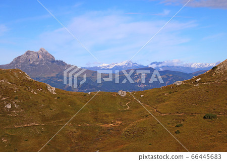 Beautiful summer landscape, fantastic alpine pass 66445683