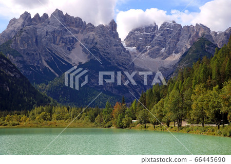 Lago di Landro Durrensee in the Dolomites in Lago di Landro Durrensee in the Dolomites in 66445690