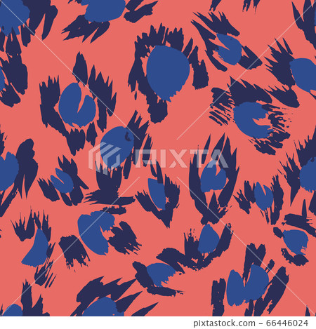Vector abstract seamless pattern with doodle figures. Animal skin leopard spots fur imitation. Flowers illusion. For wallpaper, bedding, textile, fabric, clothes, jacket, wrapper, surface, scrapbook. 66446024