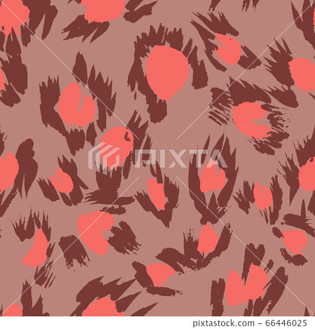 Vector abstract seamless pattern with doodle figures. Animal skin leopard spots fur imitation. Flowers illusion. For wallpaper, bedding, textile, fabric, clothes, jacket, wrapper, surface, scrapbook. 66446025