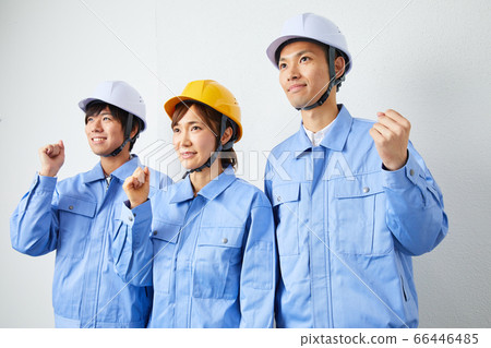 Three young businessmen in work clothes Three young businessmen in work clothes 66446485