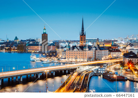 Stockholm skyline panorama at twilight, Sweden Stockholm skyline panorama at twilight, Sweden 66447161