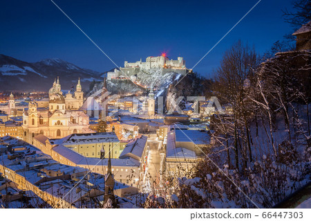 Classic view of Salzburg at Christmas time in winter Classic view of Salzburg at Christmas time in winter 66447303