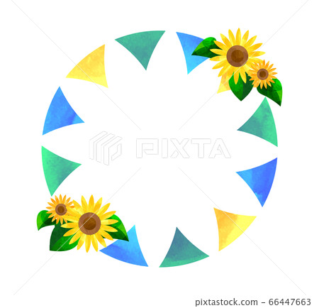 Flag garland wreath with sunflower decoration, frame Flag garland wreath with sunflower decoration, frame 66447663