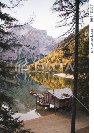 Lago di Braies in fall, Dolomites, South Tyrol, Italy Lago di Braies in fall, Dolomites, South Tyrol, Italy 66448197