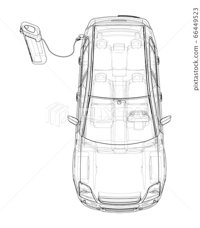 Electric Vehicle Charging Station Sketch. Vector Electric Vehicle Charging Station Sketch. Vector 66449523