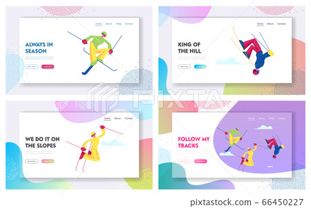 Aerialist Skiers Making Somersault and Extreme Freestyle Tricks over Springboard Website Landing Page Set. Winter Time Sports Competition and Games Web Page Banner. Cartoon Flat Vector Illustration Aerialist Skiers Making Somersault and Extreme Freestyle Tricks over Springboard Website Landing Page Set. Winter Time Sports Competition and Games Web Page Banner. Cartoon Flat Vector Illustration 66450227