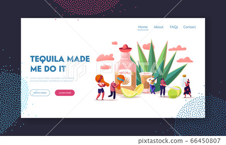 People Drinking Tequila Landing Page Template. Tiny Characters with Maracas, Salt and Lime at Huge Bottle People Drinking Tequila Landing Page Template. Tiny Characters with Maracas, Salt and Lime at Huge Bottle 66450807