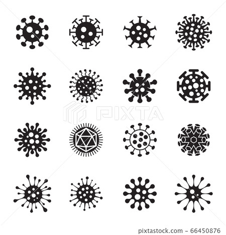Virus Icons. Collection of Black Virus Symbols Isolated On a White Background. Vector Illustration 66450876