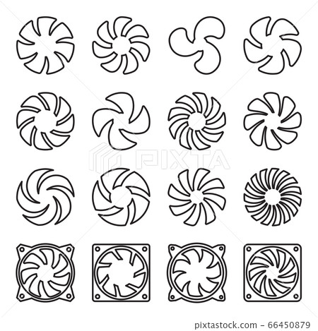 Fan Icons. Collection of Black Linear Fan Symbols Isolated On a White Background. Vector illustration Fan Icons. Collection of Black Linear Fan Symbols Isolated On a White Background. Vector illustration 66450879