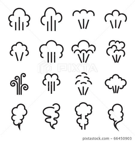 Steam icons. Linear symbol of steam function in domestic and industrial appliances isolated on a white background. Vector illustration Steam icons. Linear symbol of steam function in domestic and industrial appliances isolated on a white background. Vector illustration 66450903