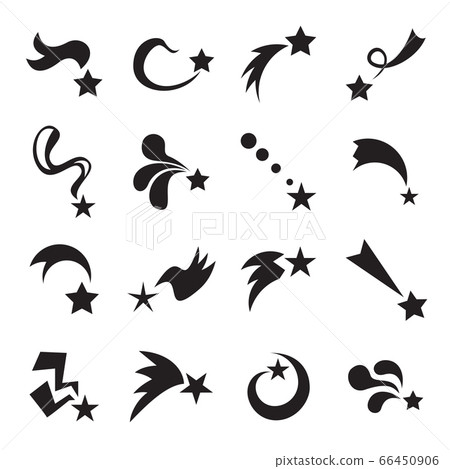 Collection of 16 shooting star icons isolated on a white background. Vector illustration Collection of 16 shooting star icons isolated on a white background. Vector illustration 66450906