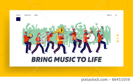 Orchestral March Parade Landing Page Template. Orchestra Characters Wearing Festive Uniform Playing Trombone Orchestral March Parade Landing Page Template. Orchestra Characters Wearing Festive Uniform Playing Trombone 66451059