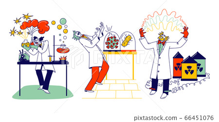Crazy Chemist Characters, Mad Scientist Conduct Experiments in Scientific Laboratory with Nuts Expression on Face Crazy Chemist Characters, Mad Scientist Conduct Experiments in Scientific Laboratory with Nuts Expression on Face 66451076