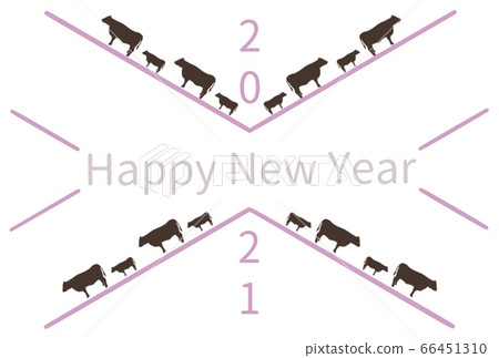 New Year card Happy New Year 2021 (pink line) 66451310