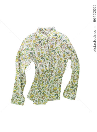 Female shirt, blouse with bright floral pattern, isolated on white background 66452093
