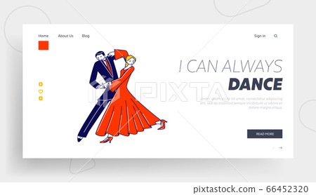 Dance Leisure, Sparetime, Performance or Hobby Landing Page Template. Couple Dancing Waltz or Tango 66452320