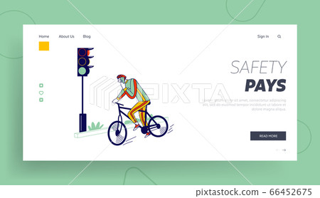 Human Carelessness Landing Page Template. Careless Biker Character Riding Bicycle on City Road Speaking by Smartphone Human Carelessness Landing Page Template. Careless Biker Character Riding Bicycle on City Road Speaking by Smartphone 66452675