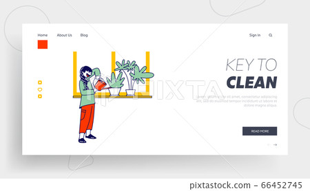 Girl Character Care of Domestic Flower in Pot Landing Page Template. Child Helper Watering Home Plant in Flowerpot Girl Character Care of Domestic Flower in Pot Landing Page Template. Child Helper Watering Home Plant in Flowerpot 66452745