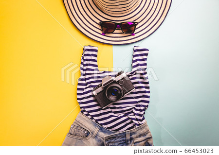 Summer holiday flat lay Summer holiday flat lay 66453023