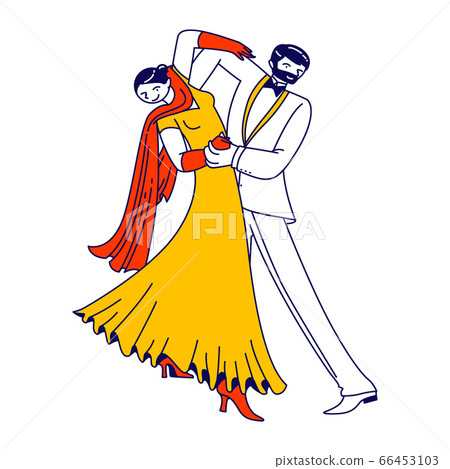 Young Couple Dancing Waltz or Tango. People Active Lifestyle, Man and Woman Dancers Partners Characters Young Couple Dancing Waltz or Tango. People Active Lifestyle, Man and Woman Dancers Partners Characters 66453103