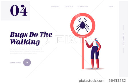 Tourist Girl in Danger of Bite with Tick in Forest and on Nature Territory Landing Page Template Tourist Girl in Danger of Bite with Tick in Forest and on Nature Territory Landing Page Template 66453282