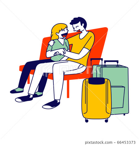 Young Couple Hugging on Bench with 