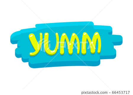 Yum Banner, Icon with Colorful Green Typography in Brush Stroke Isolated on White Background Yum Banner, Icon with Colorful Green Typography in Brush Stroke Isolated on White Background 66453717
