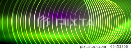 Shiny neon lines, stripes and waves, technology abstract background. Trendy abstract layout template for business or technology presentation, internet poster or web brochure cover, wallpaper 66453806