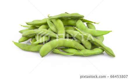 green soybeans on white background 66453807