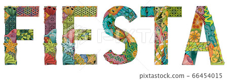 Word FIESTA. Vector zentangle object for - Stock Illustration [66454015 ...