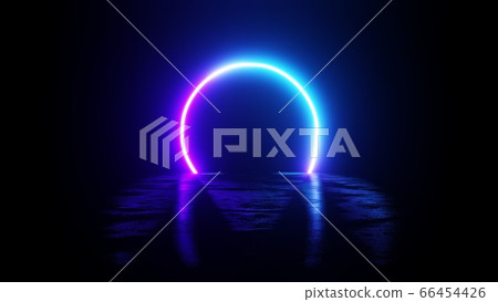 Neon Circle in the Dark - Abstract 3D rendering Neon Circle in the Dark - Abstract 3D rendering 66454426