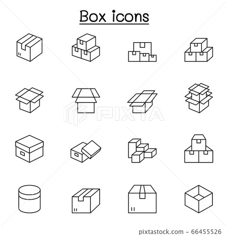 box icons set in thin line style box icons set in thin line style 66455526
