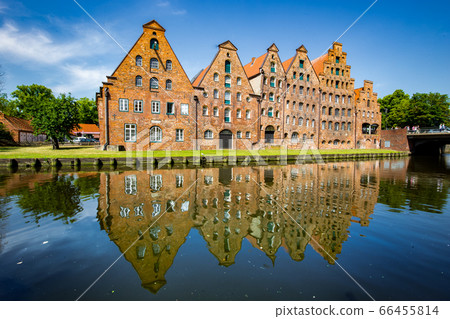 Famous Salzspeicher brick houses in Luebeck, Germany 66455814