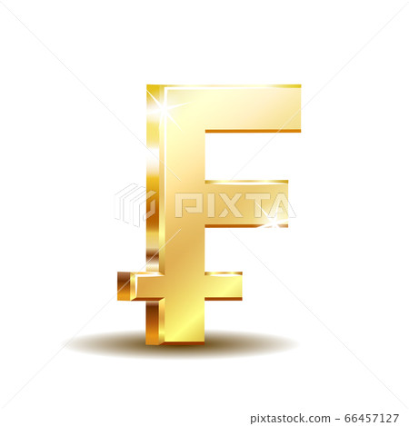 Swiss Franc currency shiny gold symbol. Switzerland sign. Swiss Franc currency shiny gold symbol. Switzerland sign. 66457127